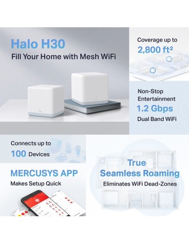 MERCUSYS HALO H30 2PACK AC1200 WHOLE HOME MESH WI-FI SYSTEM