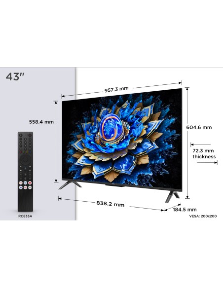 TCL 43T69C TVC 43" 4K QLED GOOGLE  TVSAT/AUDIO ONKYO