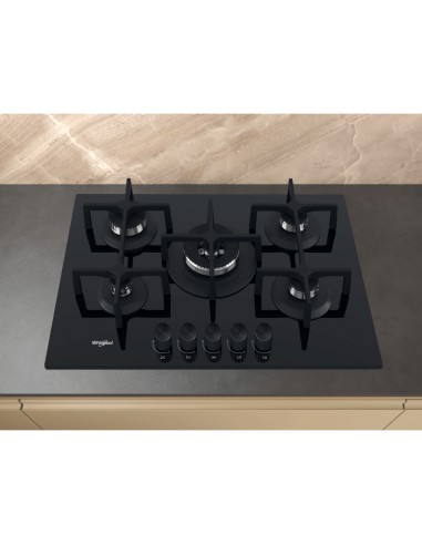 WHIRLPOOL GOA7523/NB1 PIANO COTTURA75CM 4F+1TC VETRONERO GRIGLIE GHISA