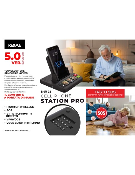 KARMA SNR 25 STAZIONE AMPLIFICATA PER SMARTPHONE TASTI RAPIDI ED SOS