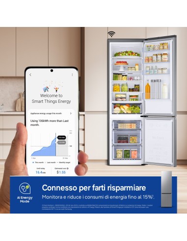 SAMSUNG RB38C600CS9 COMB. C NF 390 LT INOX H203 L59,5 P65,8 WIFI