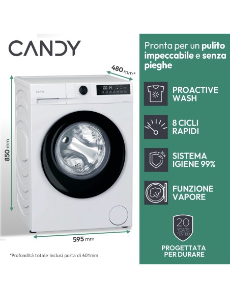 CANDY GD48SB6-S LVB A-10% 8KG 1400GSLIM INVERTER LED VASCA ACCIAIO