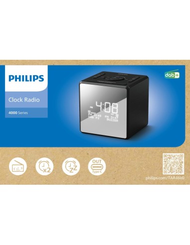 PHILIPS TAR4600 RADIOSVEGLIA DAB+/FM AC/AAA USB-C OUT