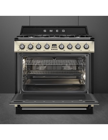 SMEG TR90GMP CUCINA A 90X60 PANNA 5F F.TERMOVENTILATO GRIGLIE GHISA