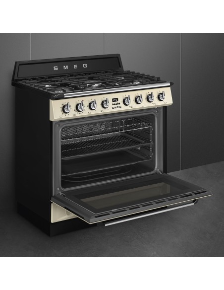 SMEG TR90GMP CUCINA A 90X60 PANNA 5F F.TERMOVENTILATO GRIGLIE GHISA