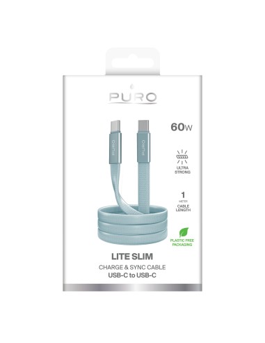 SBS PUCCC60WSLIM1MTA CAVO SLIM USB-C/USB-C 60W 1MT AZZURRO