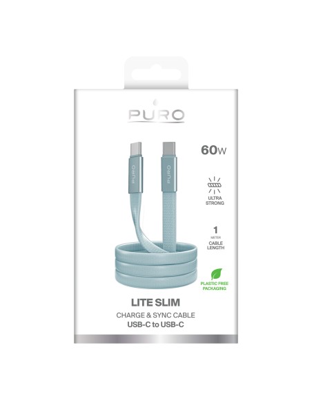 SBS PUCCC60WSLIM1MTA CAVO SLIM USB-C/USB-C 60W 1MT AZZURRO