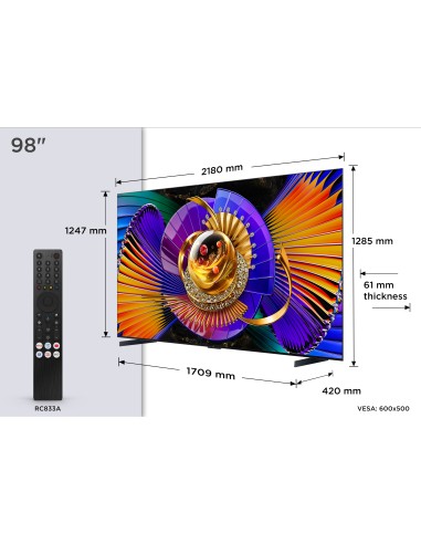 TCL 98C7L TVC 98" QLED MINILED SQD TVSAT/AUDIO ONKYO + SUBWOOFER/144HZ