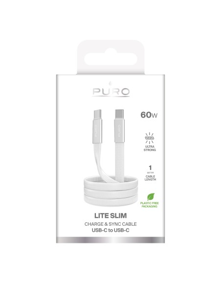 SBS PUCCC60WSLIM1MTW CAVO SLIM USB-C/USB-C 60W 1MT BIANCO