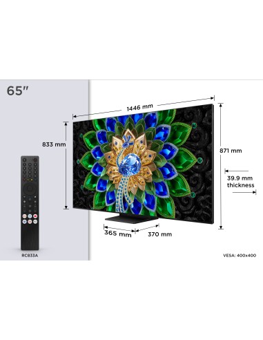 TCL 65A400U TVC 65" 4K QD-MINILED  144HZ GOOGLE SAT/AUDIO ONKYO