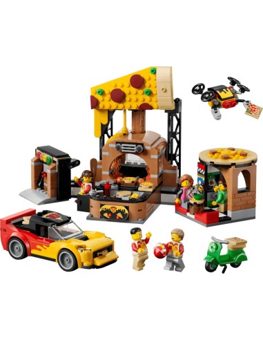 LEGO MY CITY CENTRO DI CONSEGNA PIZE CON VEICOLI