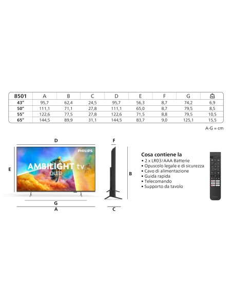 PHILIPS 55PQS8501/12 TVC 55" QLED  4K SMART AMBILIGHT TVSAT