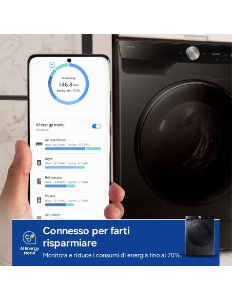 SAMSUNG WD90DG6G94BB LAVASC. 9/5KG A-10% 1400G NERA SLIM ECODOS WIFI