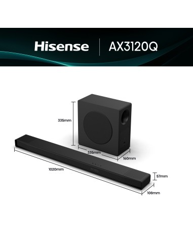 HISENSE AX3120Q SOUNDBAR 3.1.2 440W BT 5.3 SUBWOOFER WIRELESS D.ATMOS
