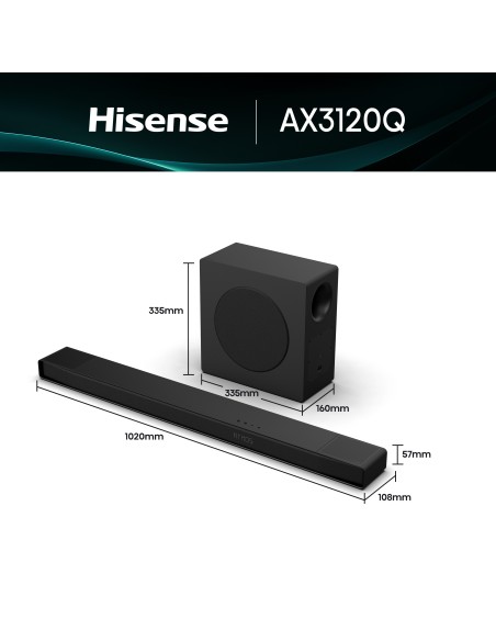HISENSE AX3120Q SOUNDBAR 3.1.2 440W BT 5.3 SUBWOOFER WIRELESS D.ATMOS