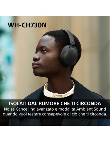 SONY WH-CH730B CUFFIA BT 6.0 NERO NOISE CANC. DRIVER 30MM AUT.75 ORE