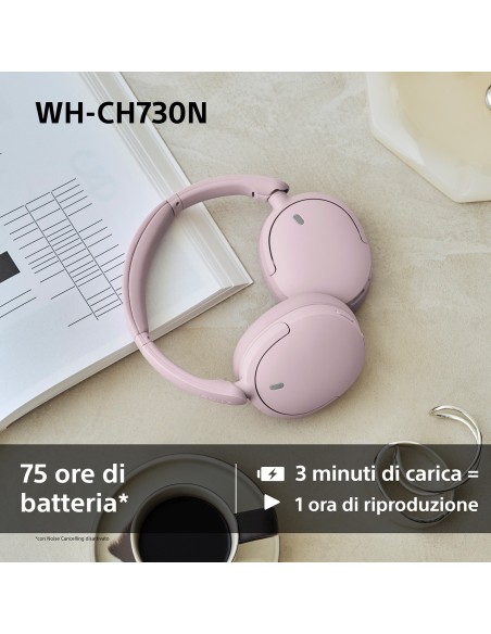 SONY WH-CH730C CUFFIA BT 6.0 CREMA NOISE CANC. DRIVER 30MM AUT.75 ORE