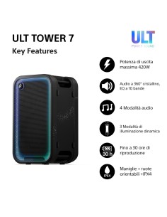 SONY SRSULT700 ULT TOWER 7 420W DIFFUSORE BT 5.3 IPX4 AUT.30 ORE 2