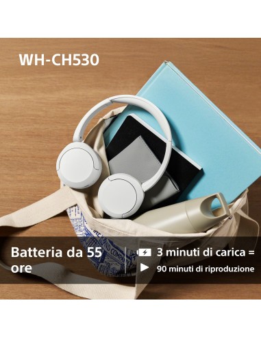 SONY WH-CH530B CUFFIA BLUETOOTH 6.0 NERO DRIVER 30MM AUT.55 ORE