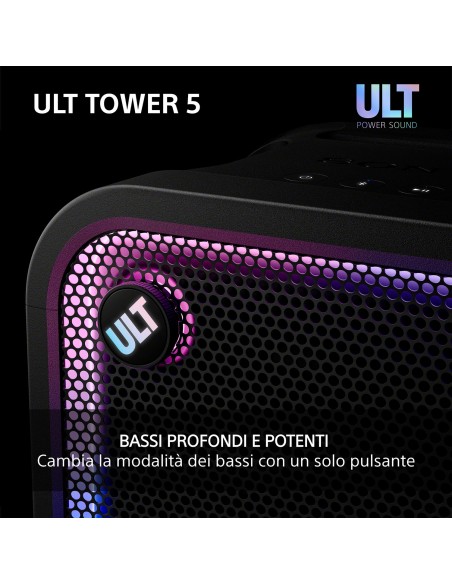 SONY SRSULT500 ULT TOWER 5 300W DIFFUSORE BT 5.3 IPX4 AUT.20 ORE