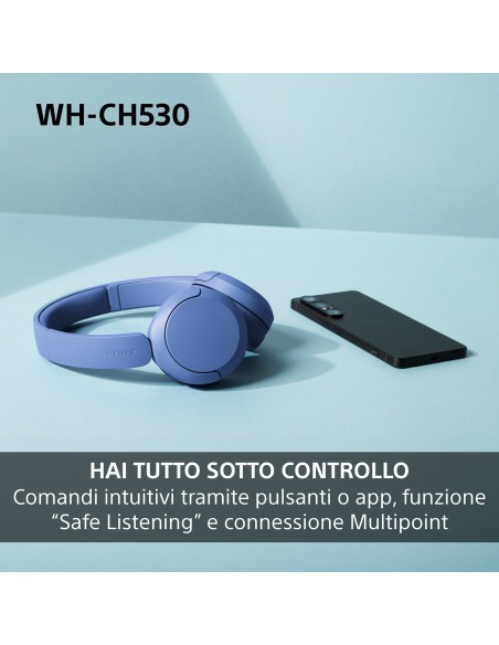 SONY WH-CH530W CUFFIA BLUETOOTH 6.0 BIANCO DRIVER 30MM AUT.55 ORE