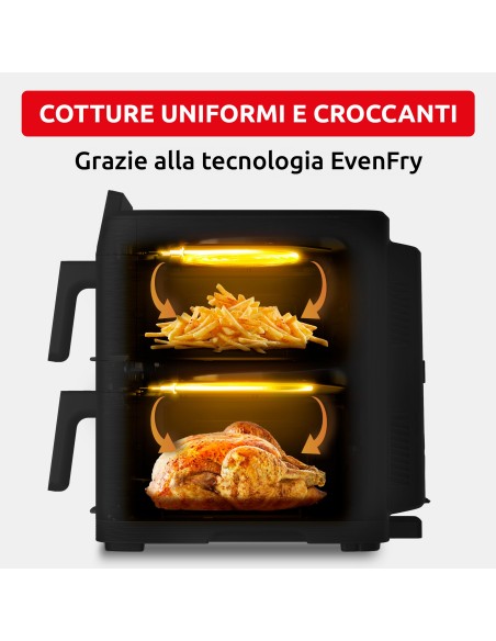 MOULINEX EZ7568 FRIGGITRICE AD ARIA 10,0 LT DOPPIO CESTELLO VERTICALE