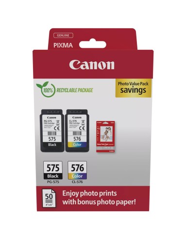 CANON PG-575/CL-576 NERO/COLORE + 50FG 10X15 CARTUCCE+CARTA MULTIPACK