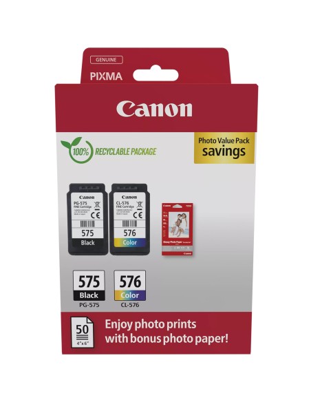CANON PG-575/CL-576 NERO/COLORE + 50FG 10X15 CARTUCCE+CARTA MULTIPACK