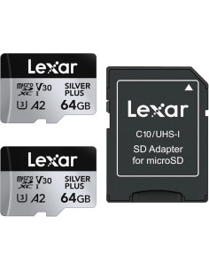 LEXAR MICROSD 2X64GB SILVER PLUS ACTION CAM L.205MB/S.100MB UHS-I V30