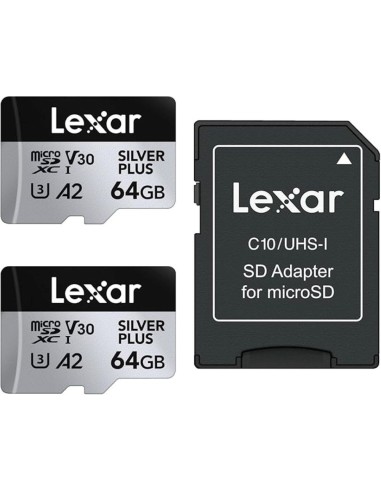 LEXAR MICROSD 2X64GB SILVER PLUS ACTION CAM L.205MB/S.100MB UHS-I V30