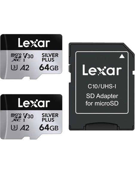LEXAR MICROSD 2X64GB SILVER PLUS ACTION CAM L.205MB/S.100MB UHS-I V30