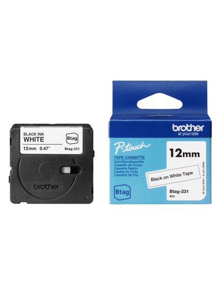 BROTHER BTAG231 NASTRO ETICHETTATRICE 12MM/4M NERO SU BIANCO