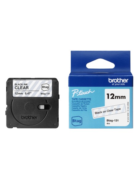BROTHER BTAG131 NASTRO ETICHETTATRICE 12MM/4M NERO SU TRASPARENTE