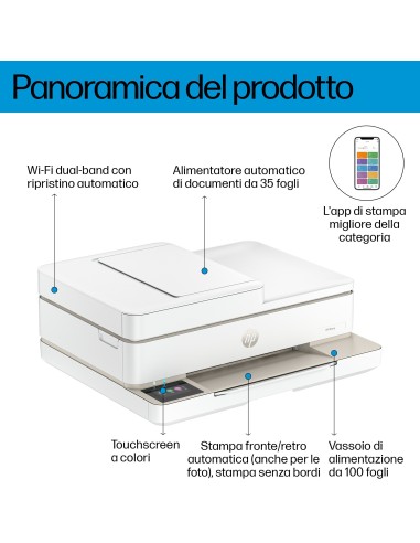 HP 6532E STAMPANTE ENVY 3IN1       ADF WIFI BLUETOOTH BIANCA