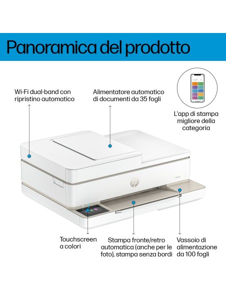 HP 6532E STAMPANTE ENVY 3IN1       ADF WIFI BLUETOOTH BIANCA